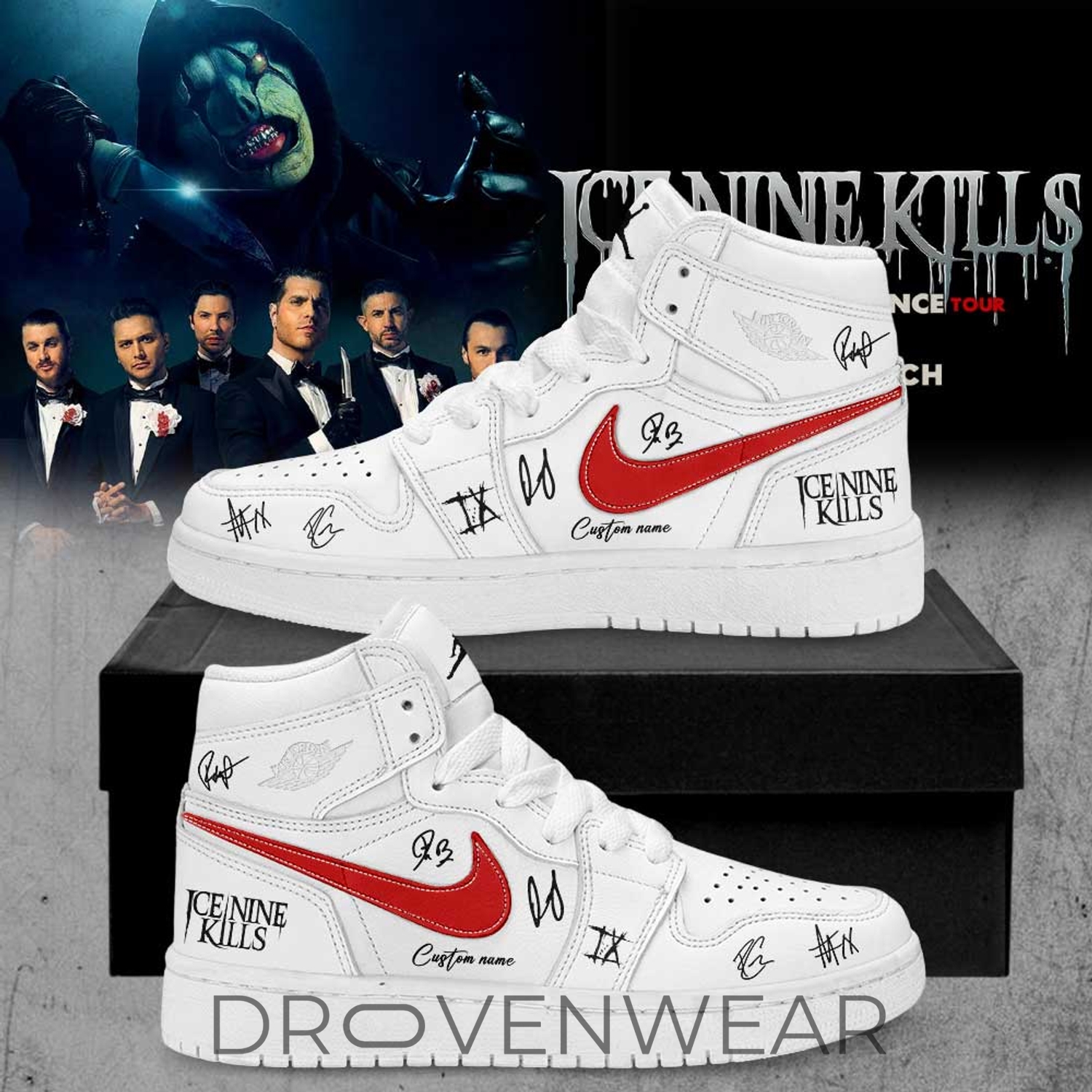 Ice Nine Kills March In Silence Tour Signature Custom Name JD Shoes Ice Nine Kills March In Silence Tour Signature Custom Name JD Shoes