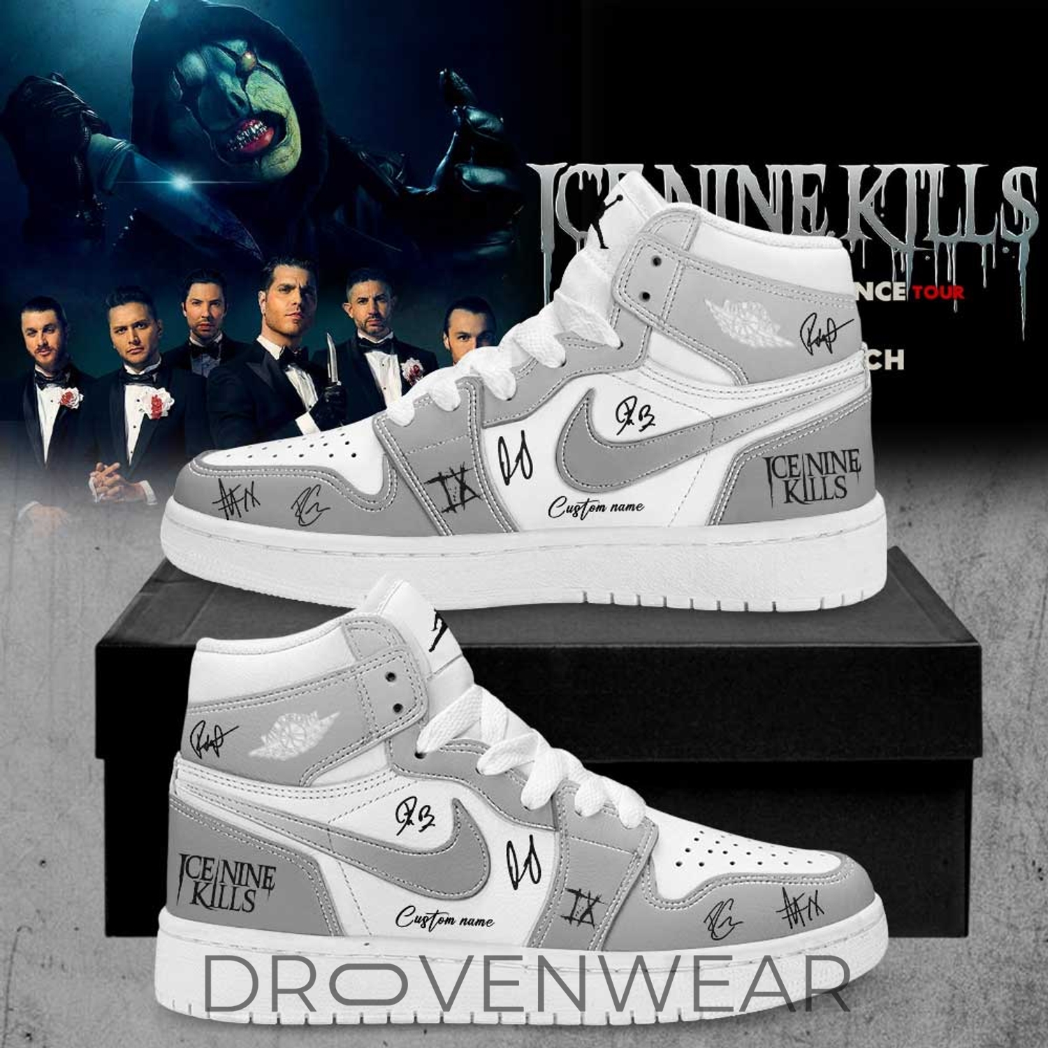 Ice Nine Kills March In Silence Tour Signature Custom Name JD Shoes Ice Nine Kills March In Silence Tour Signature Custom Name JD Shoes