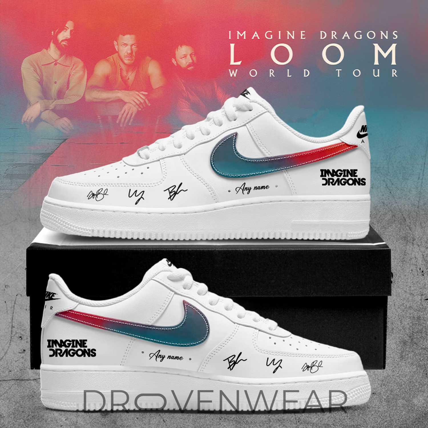 Imagine Dragons Loom World Tour 2026 Signature Custom Air Force 1 Shoes Ver5 Imagine Dragons Loom World Tour 2026 Signature Custom Air Force 1 Shoes Ver5