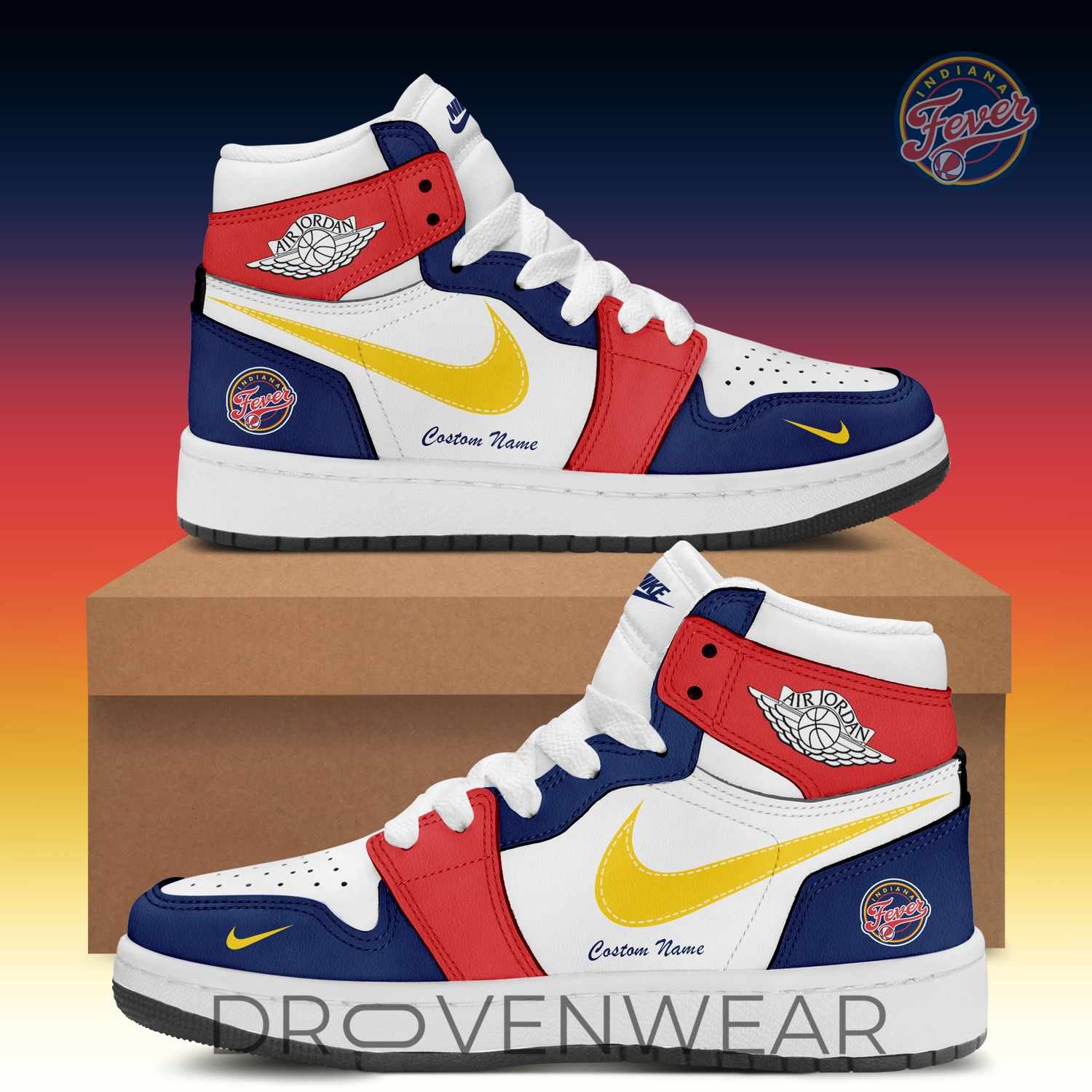 Indiana Fever WNBA Nike Air Jordan 1 Mid Custom Shoes For Fans Indiana Fever WNBA Nike Air Jordan 1 Mid Custom Shoes For Fans