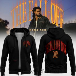 J Cole The FallOff World Tour 2026 Limited Edition Zip Hoodie by Drovenwear.com