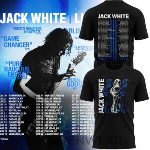 Jack White 2026 Live Concert Tour Black Graphic Tee by Drovenwear.com