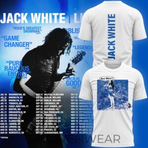 Jack White 2026 Live Concert Tour White Graphic TShirt by Drovenwear.com