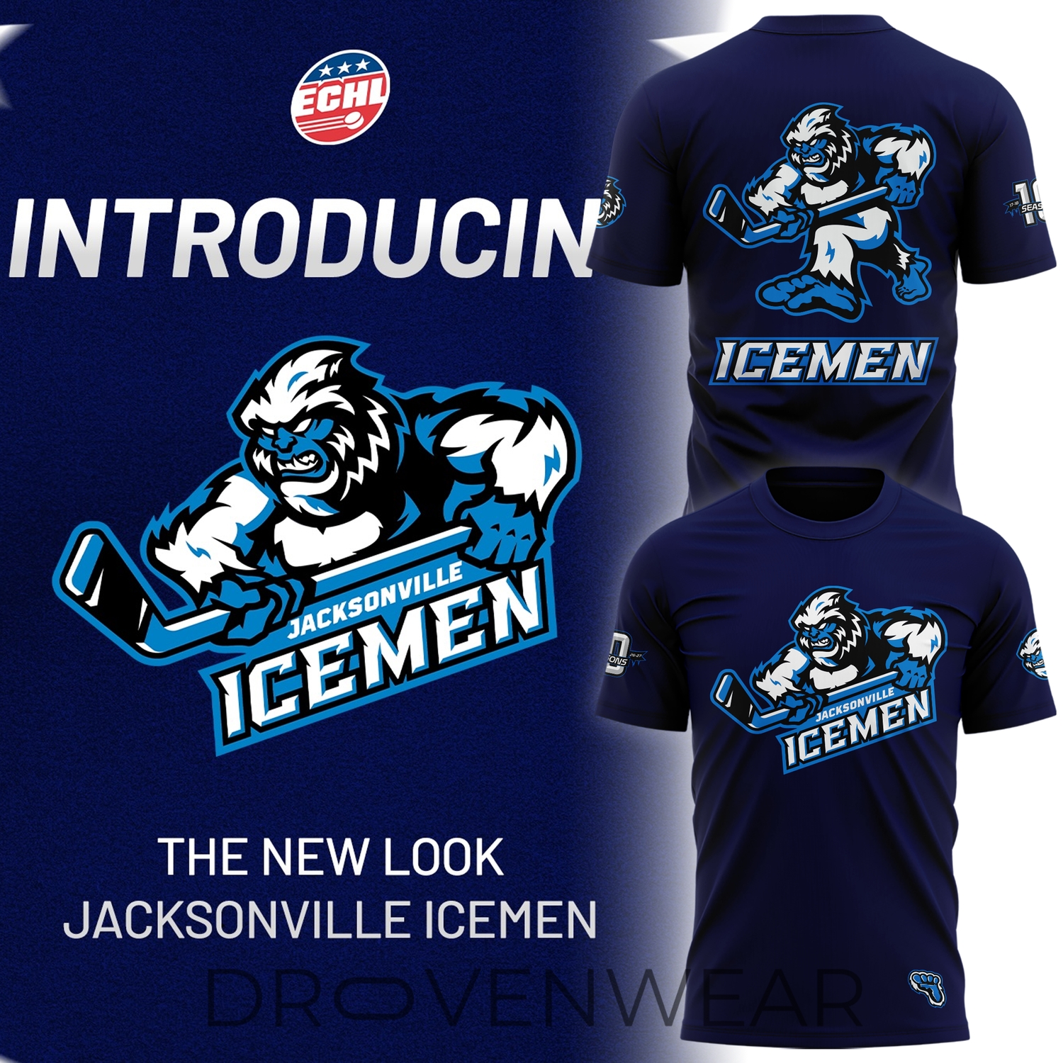 Jacksonville Icemen 10th Anniversary Navy Logo Fan Shirt Jacksonville Icemen 10th Anniversary Navy Logo Fan Shirt
