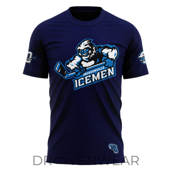 Jacksonville Icemen 10th Anniversary Navy Logo Fan Shirt - Image 2