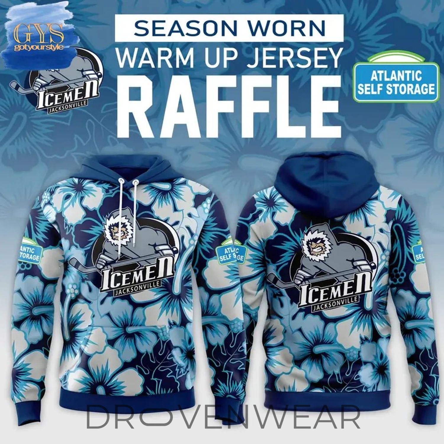 Jacksonville Icemen Season Worn Warm-Up Commemorative Hoodie Jacksonville Icemen Season Worn Warm-Up Commemorative Hoodie