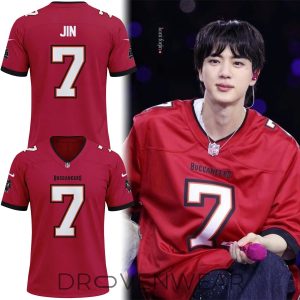 Jin BTS X Tampa Bay Buccaneers Football Jersey by Drovenwear.com