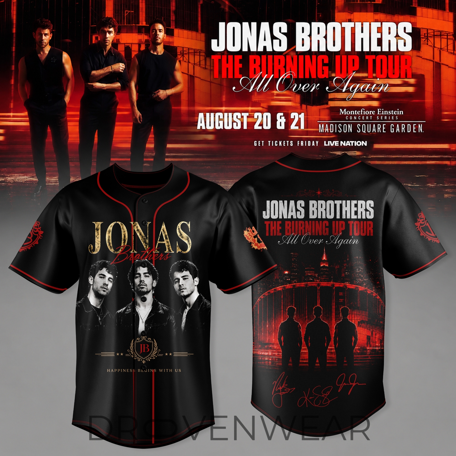 Jonas Brothers The Burning Up Tour 2026 Jersey Jonas Brothers The Burning Up Tour 2026 Jersey