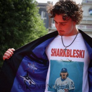 Justin Wrobleski Dodgers Sharkbleski Shirt 2D by Drovenwear.com