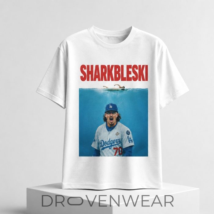 Justin Wrobleski Dodgers Sharkbleski Shirt -2D - Image 2