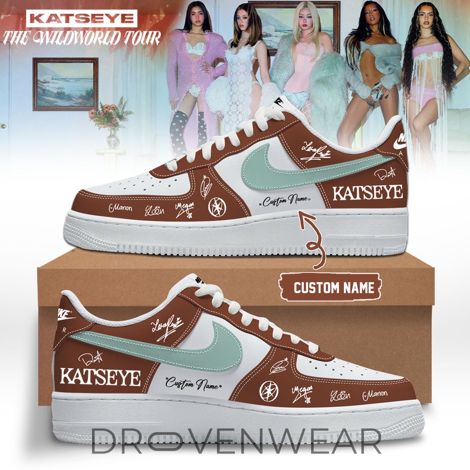 KATSEYE The Wild World Tour 2026 Customized Nike Air Force 1 Shoes KATSEYE The Wild World Tour 2026 Customized Nike Air Force 1 Shoes