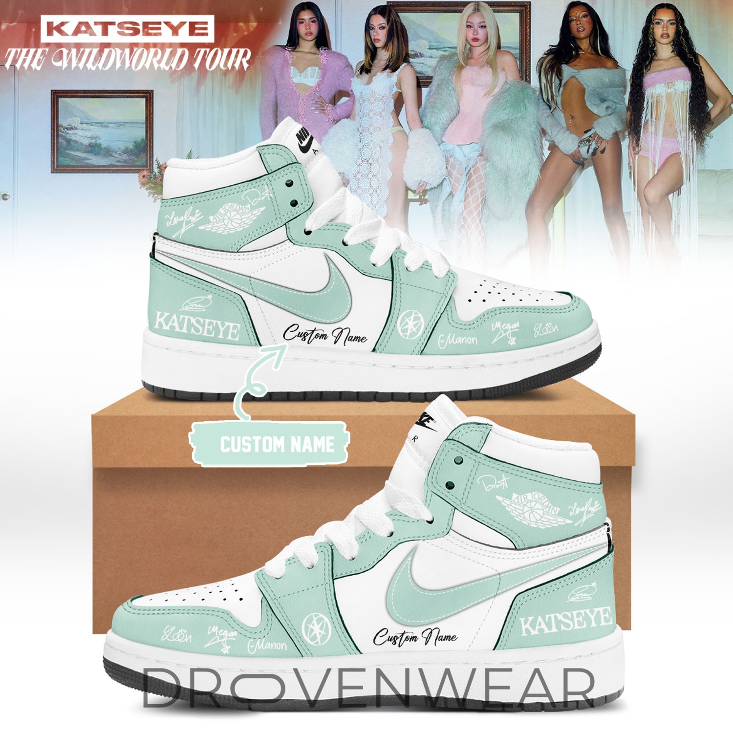 KATSEYE The Wild World Tour 2026 Limited Edition Personalized Nike Air Jordan 1 Shoes KATSEYE The Wild World Tour 2026 Limited Edition Personalized Nike Air Jordan 1 Shoes