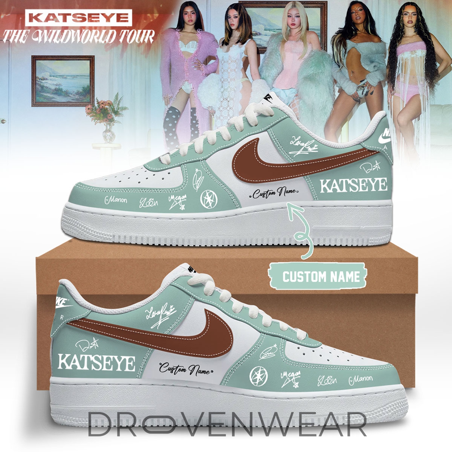 KATSEYE The Wild World Tour 2026 Special Edition Customized Nike Air Force 1 Shoes KATSEYE The Wild World Tour 2026 Special Edition Customized Nike Air Force 1 Shoes