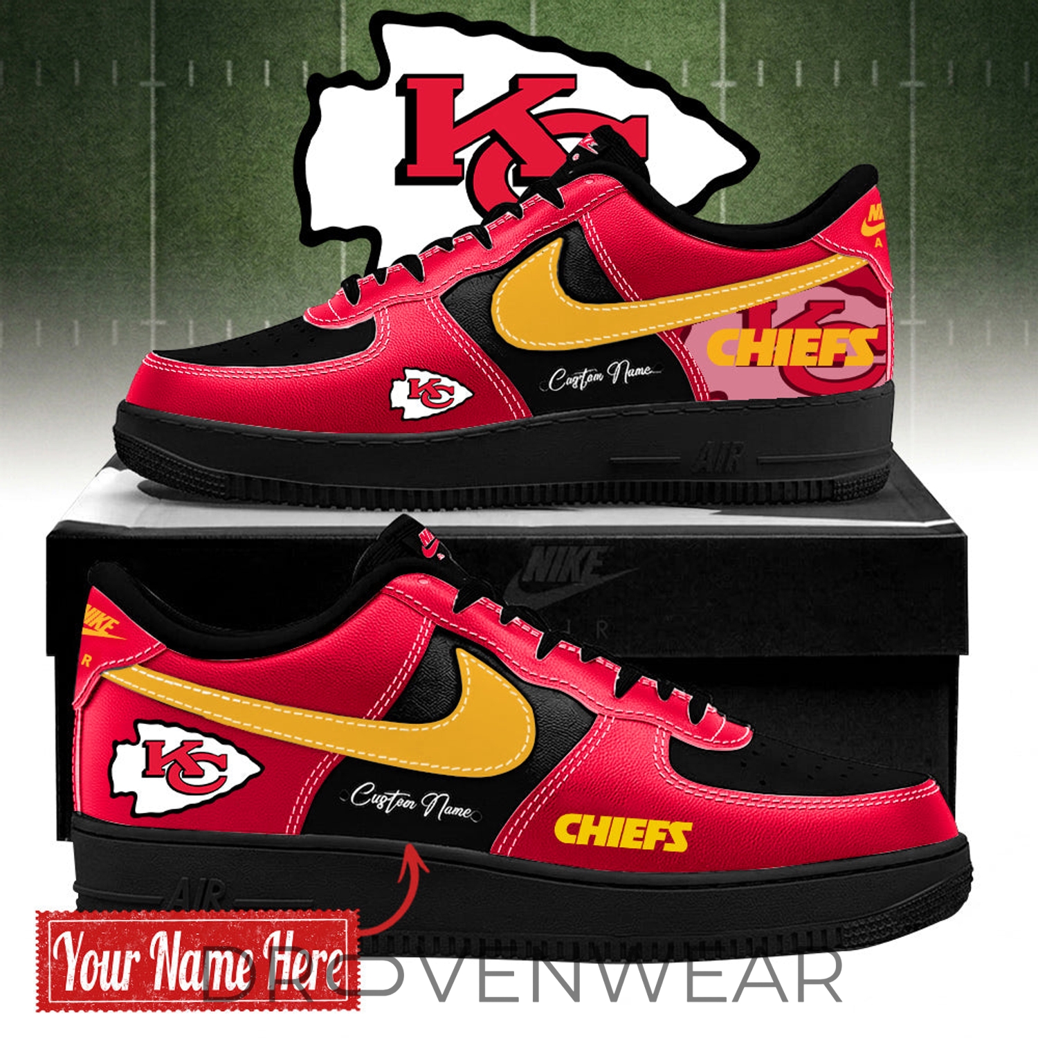 Kansas City Chiefs Bold Black And Red Limited Edition AF1 Sneakers Kansas City Chiefs Bold Black And Red Limited Edition AF1 Sneakers