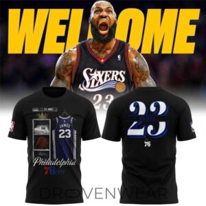 Lebron James Philadelphia 76ers Locker Room Black Shirt by Drovenwear.com