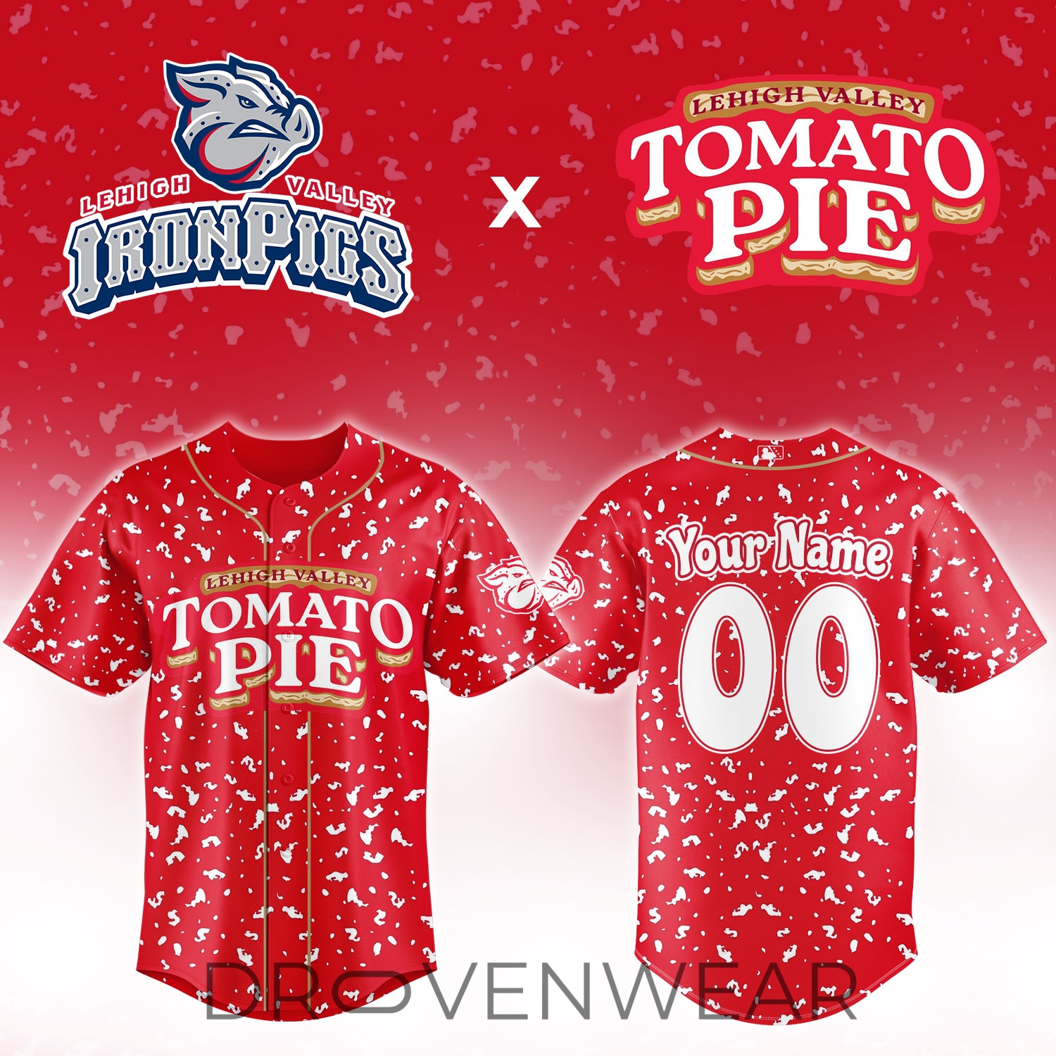Lehigh Valley IronPigs Tomato Pie Night 2026 Personalized Baseball Jersey Lehigh Valley IronPigs Tomato Pie Night 2026 Personalized Baseball Jersey