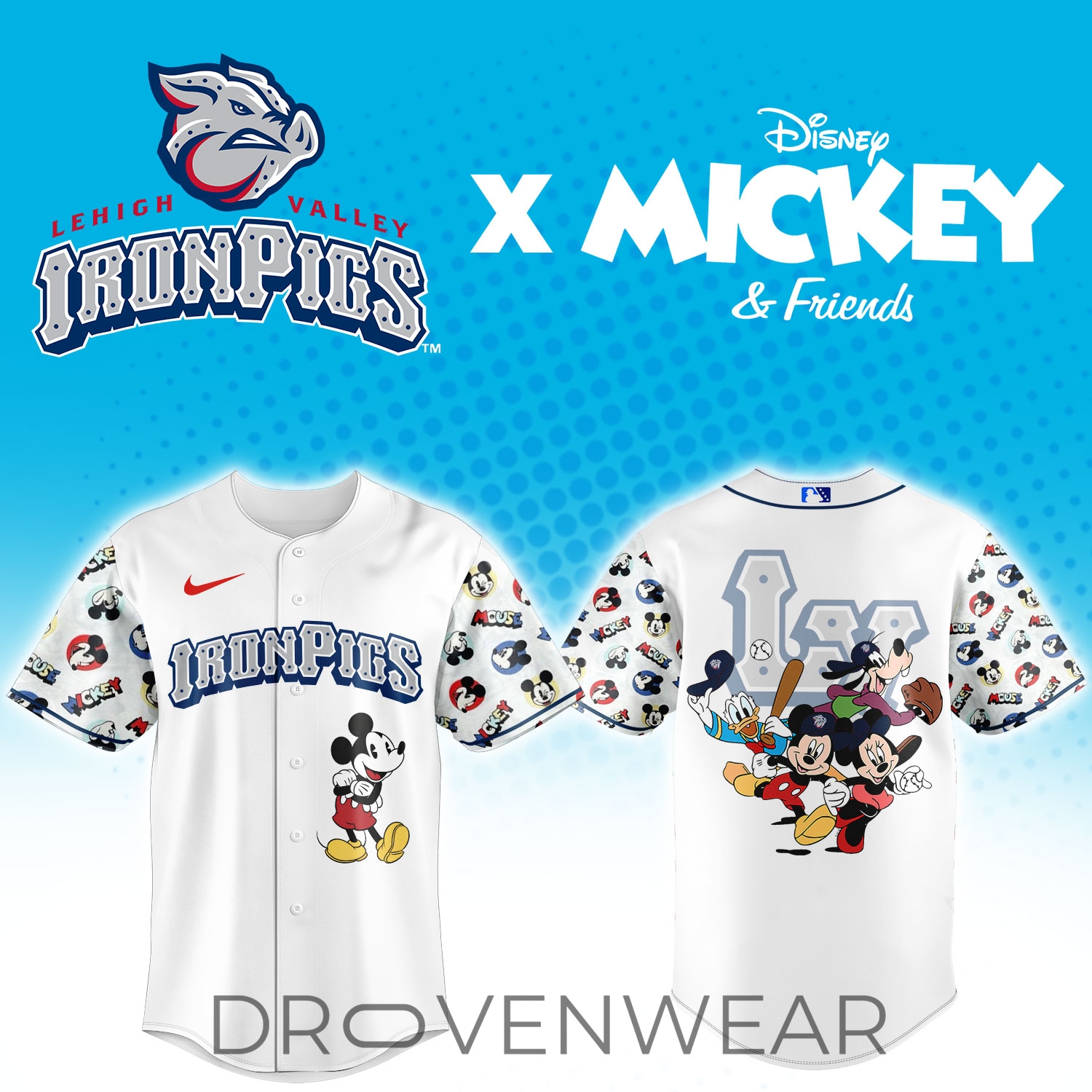 Lehigh Valley IronPigs x Disney Mickey & Friends Limited Edition Baseball Jersey Lehigh Valley IronPigs x Disney Mickey & Friends Limited Edition Baseball Jersey