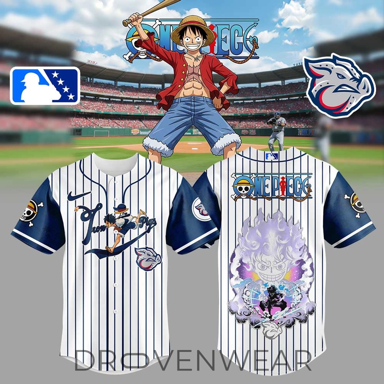 Lehigh Valley IronPigs x One Piece Straw Hat Luffy Gear 5 Limited Edition Baseball Jersey Lehigh Valley IronPigs x One Piece Straw Hat Luffy Gear 5 Limited Edition Baseball Jersey