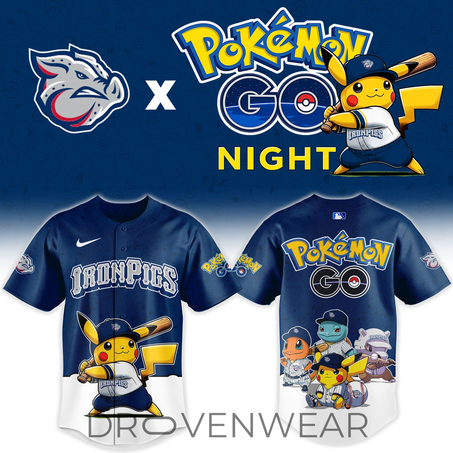 Lehigh Valley IronPigs x Pokémon GO Night Limited Edition Baseball Jersey Lehigh Valley IronPigs x Pokémon GO Night Limited Edition Baseball Jersey
