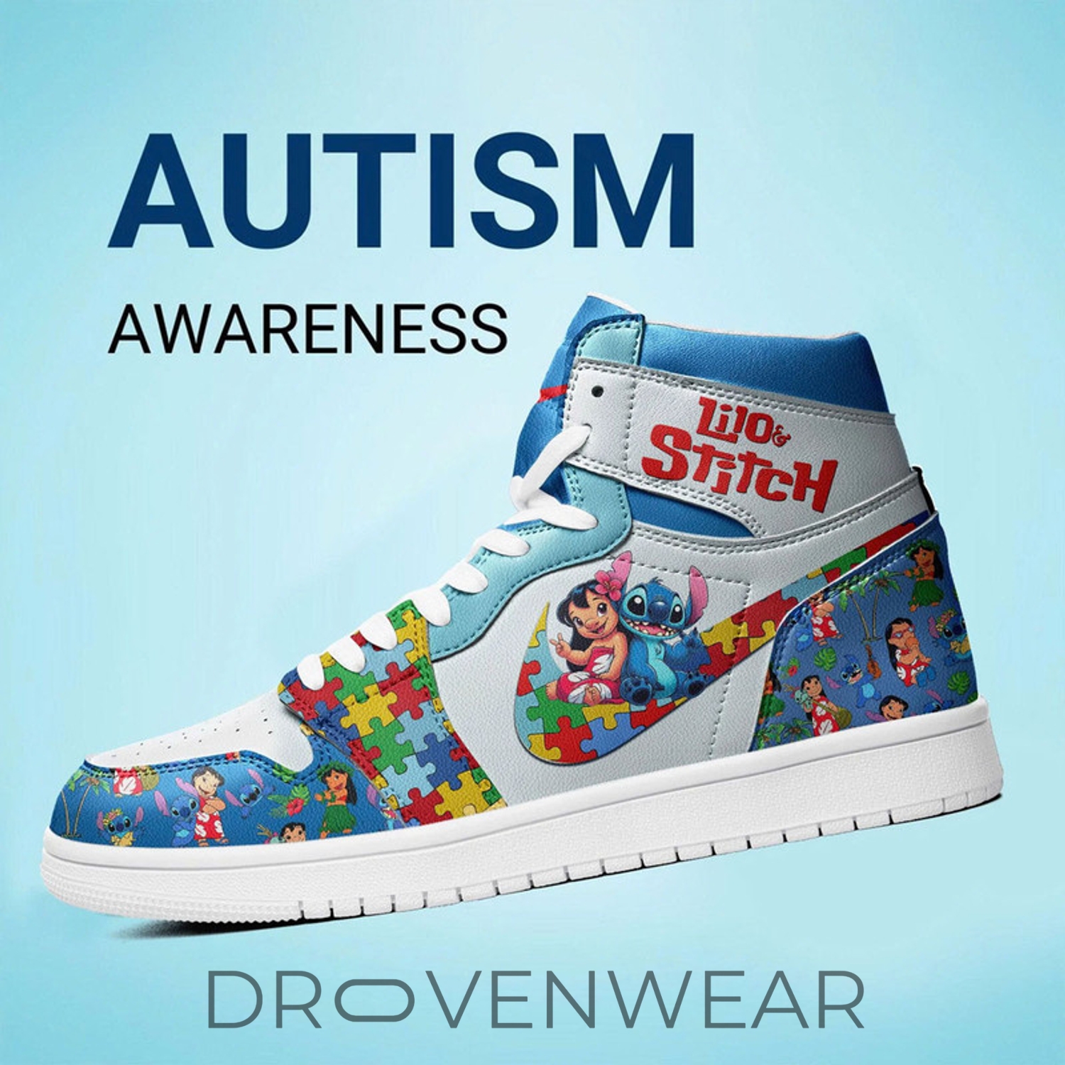 Lilo & Stitch X Autism Awareness Limited Editon AJ1 Sneakers Lilo & Stitch X Autism Awareness Limited Editon AJ1 Sneakers