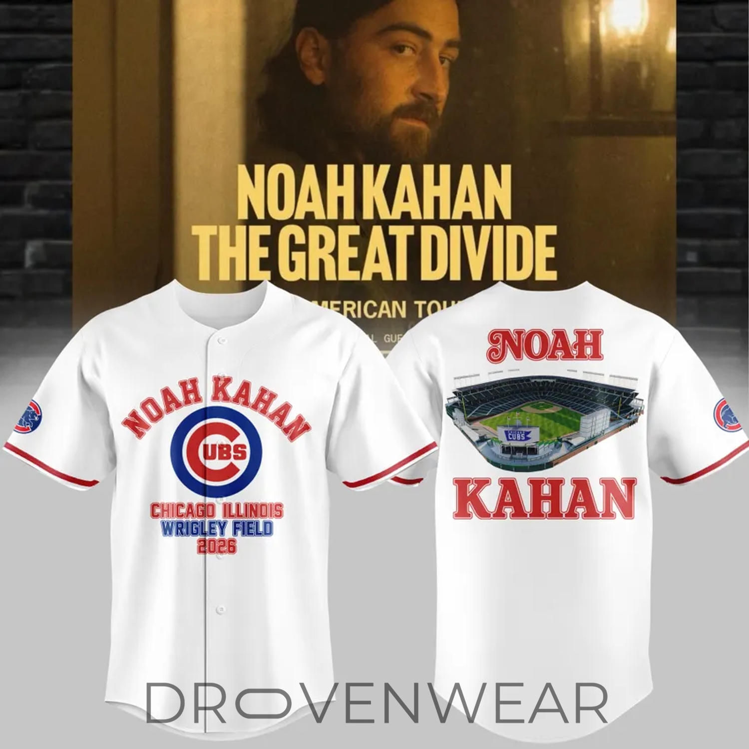 Limited Edition Chicago Cubs x Noah Kahan The Great Divide Tour 2026 Special Baseball Jersey Limited Edition Chicago Cubs x Noah Kahan The Great Divide Tour 2026 Special Baseball Jersey