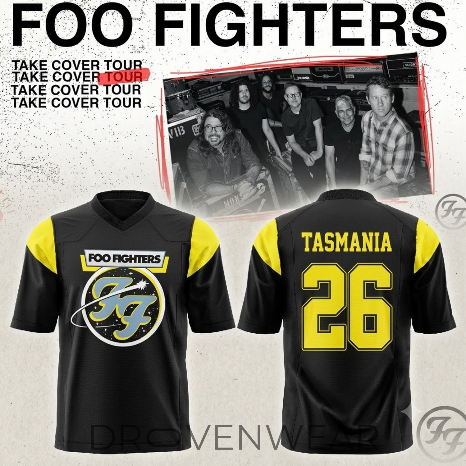 Limited Edition Foo Fighters Take Cover Tour 2026 Football Jersey V2 Limited Edition Foo Fighters Take Cover Tour 2026 Football Jersey V2