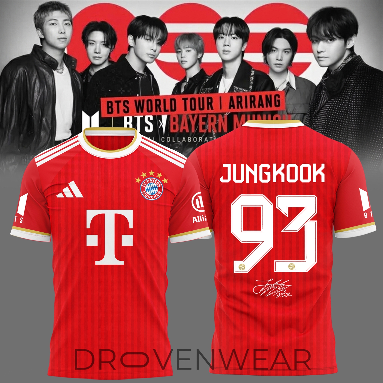 Limited Edition Jungkook BTS WORLD TOUR ‘ARIRANG’ IN Munich Jersey Shirt Limited Edition Jungkook BTS WORLD TOUR ‘ARIRANG’ IN Munich Jersey Shirt