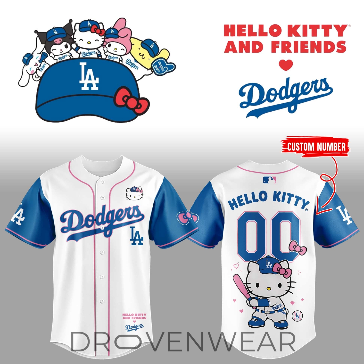 Limited Edition Los Angeles Dodgers x Hello Kitty 2026 Baseball Jersey Limited Edition Los Angeles Dodgers x Hello Kitty 2026 Baseball Jersey