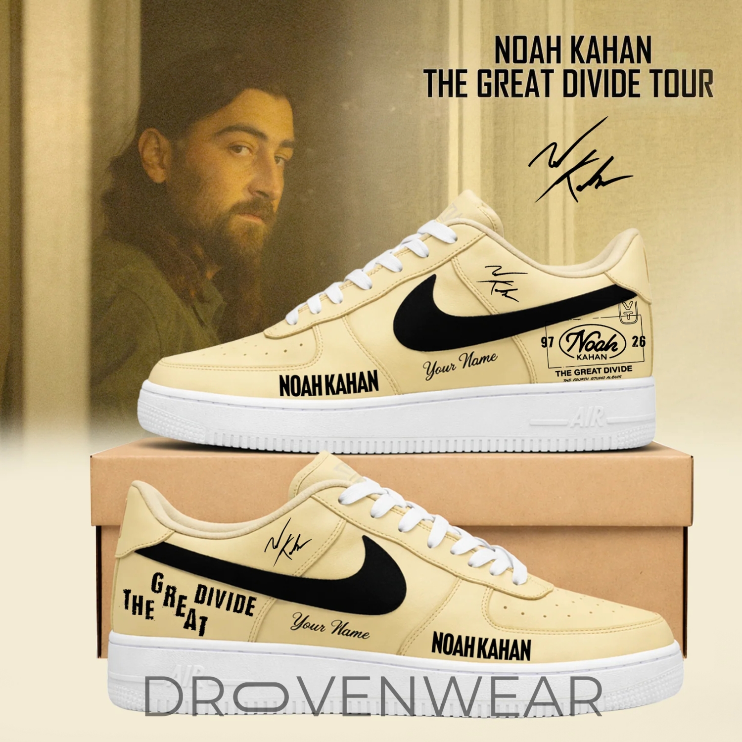 Limited Edition Noah Kahan Tour 2026 Air Force 1 Sneakers Limited Edition Noah Kahan Tour 2026 Air Force 1 Sneakers