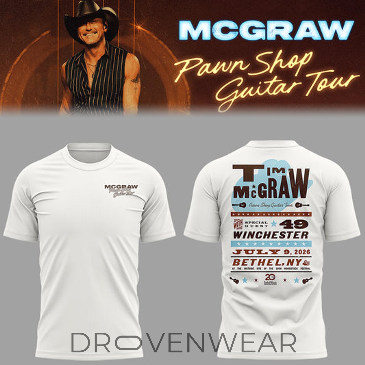 Limited Edition Pawn Shop Guitar Tour 2026 At Bethel, NY TShirt V5 Limited Edition Pawn Shop Guitar Tour 2026 At Bethel, NY TShirt V5