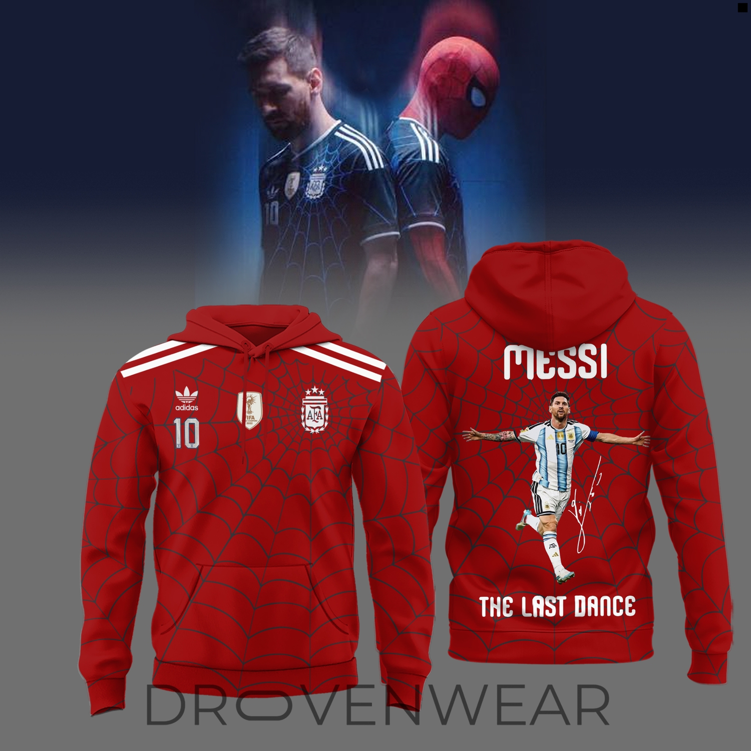 Lionel Messi x Spider-Man Argentina The Last Dance Pullover Hoodie Lionel Messi x Spider-Man Argentina The Last Dance Pullover Hoodie