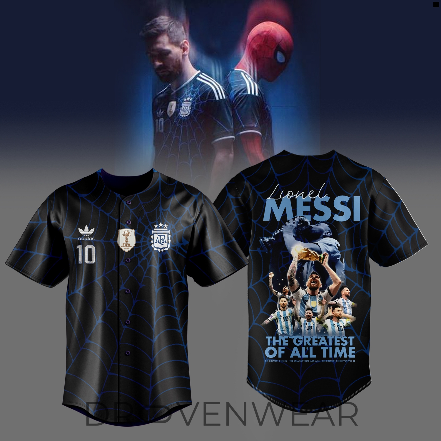 Lionel Messi x Spider-Man GOAT Superhero Limited Edition Baseball Jersey Lionel Messi x Spider-Man GOAT Superhero Limited Edition Baseball Jersey