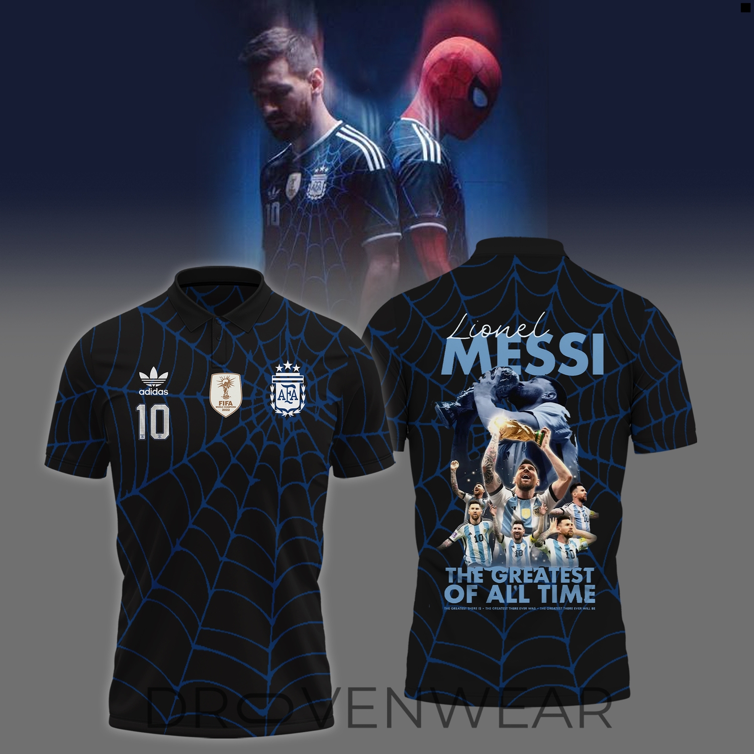 Lionel Messi x Spider-Man GOAT Superhero Performance Polo Shirt Lionel Messi x Spider-Man GOAT Superhero Performance Polo Shirt