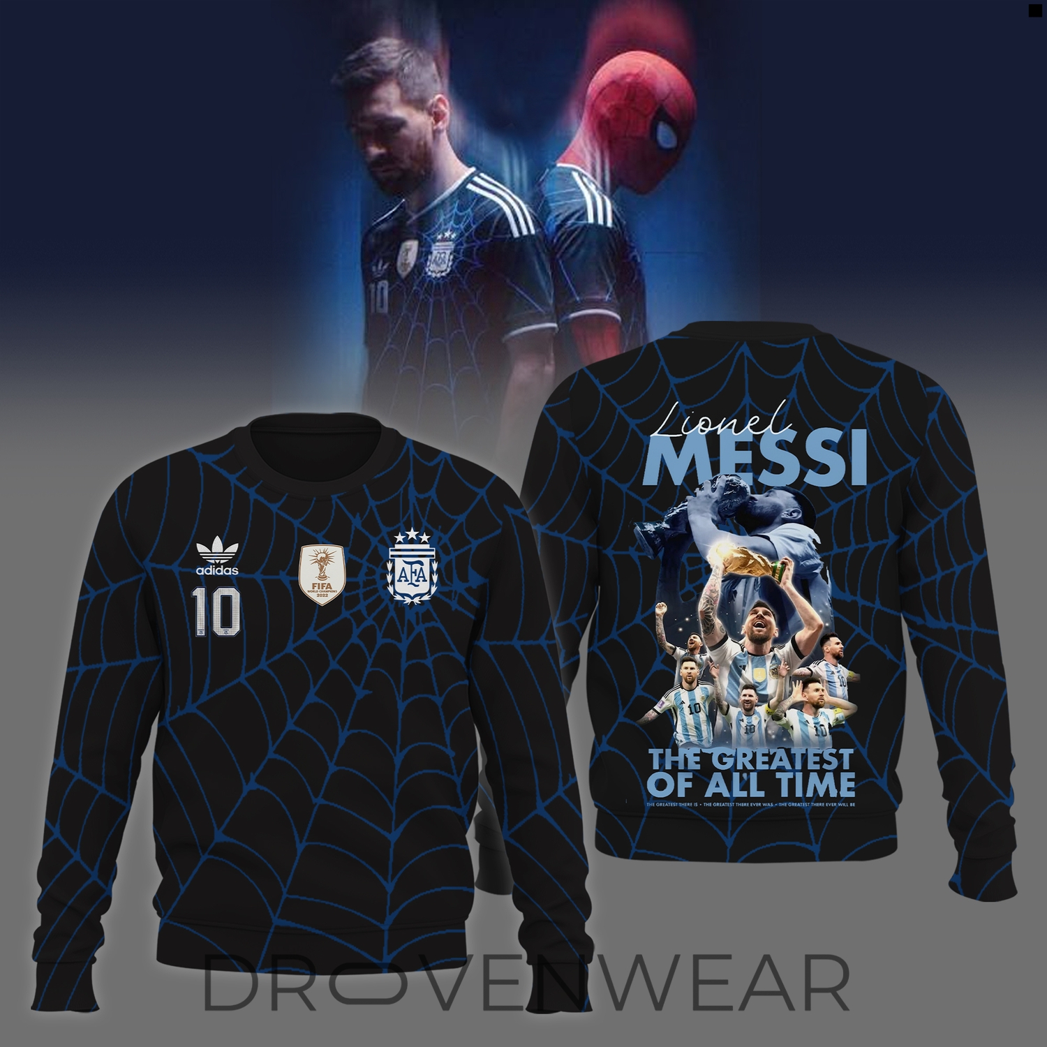 Lionel Messi x Spider-Man GOAT Superhero Premium Sweatshirt Lionel Messi x Spider-Man GOAT Superhero Premium Sweatshirt