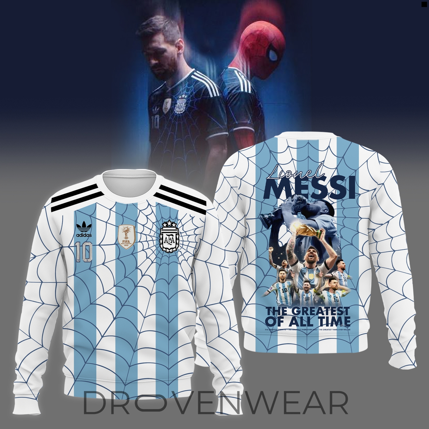 Lionel Messi x Spider-Man GOAT World Cup Champions Sweatshirt Lionel Messi x Spider-Man GOAT World Cup Champions Sweatshirt