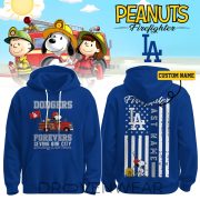 Los Angeles Dodgers Snoopy Firefighter Personalized Blue Hoodie 2026