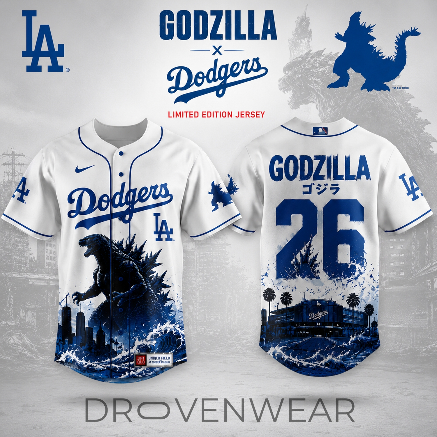 Los Angeles Dodgers x Godzilla Minus One Limited Edition Nike Air Force 1 Shoes Los Angeles Dodgers x Godzilla Minus One Limited Edition Nike Air Force 1 Shoes