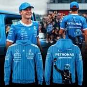Mercedes-AMG PETRONAS F1 Team: Confidently striding alongside George Russell. Hoodie