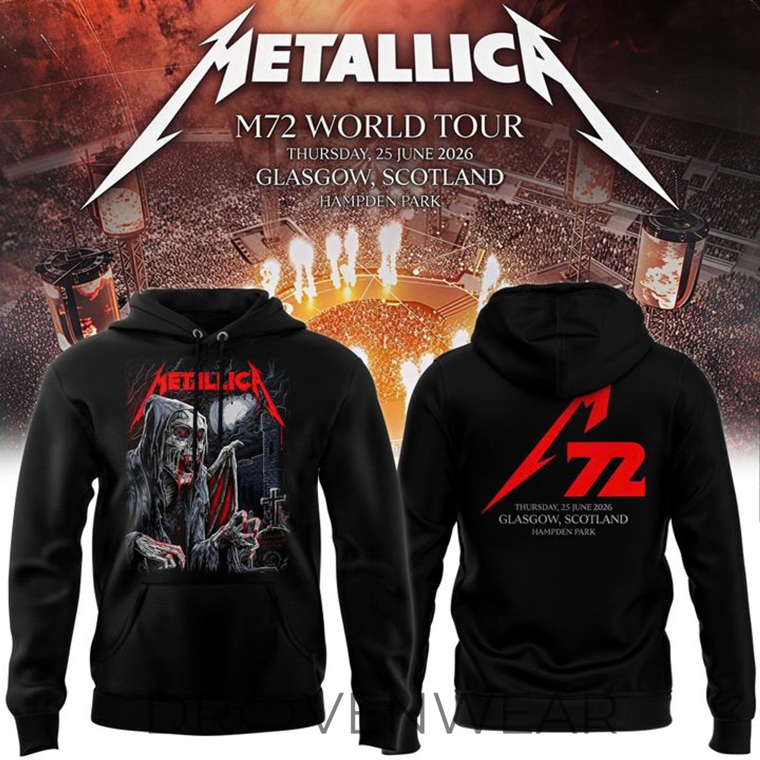 Metallica M72 World Tour Glasgow Hoodie Metallica M72 World Tour Glasgow Hoodie