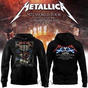 Metallica M72 World Tour Glasgow Special Black Hoodie by Drovenwear.com