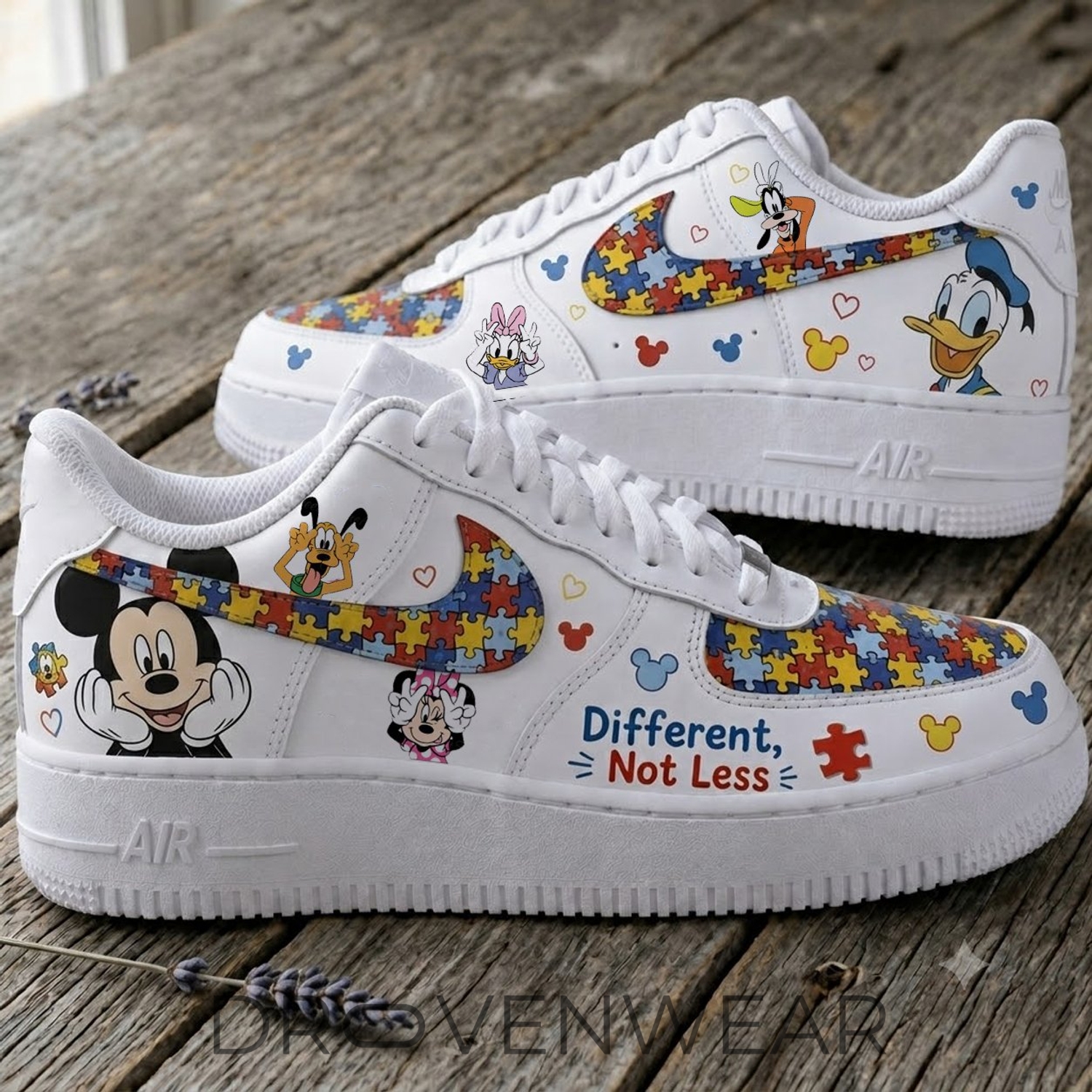 Mickey Mouse Different, Not Less Puzzle Low Top Sneakers | Autism Awareness Gift Mickey Mouse Different, Not Less Puzzle Low Top Sneakers | Autism Awareness Gift
