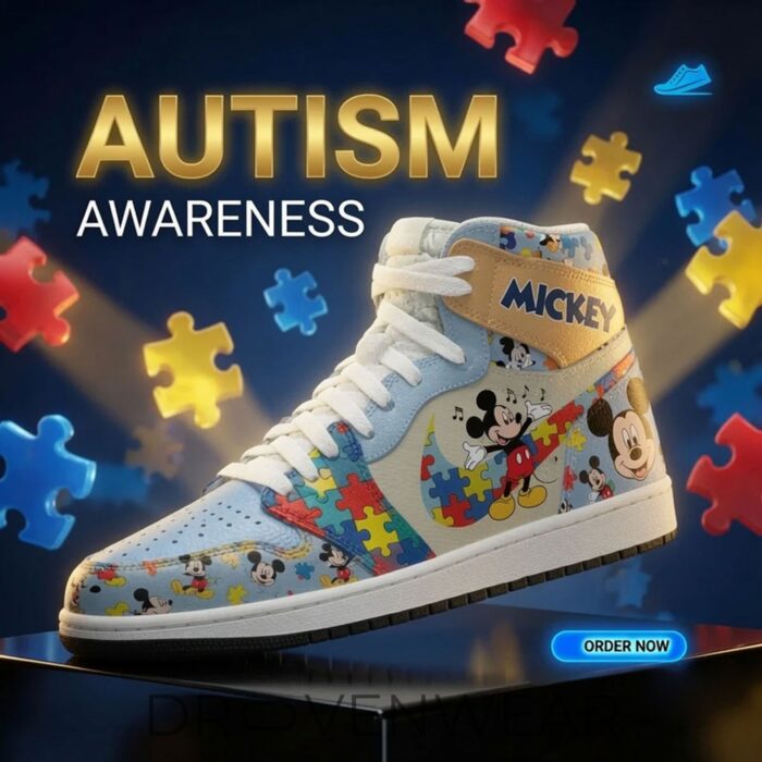 Mickey Mouse X Autism Awareness Limited Editon AJ1 Sneakers - Image 2