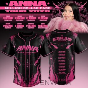 Million Dollar Babe Tour 2026 Black Baseball Jersey by Drovenwear.com