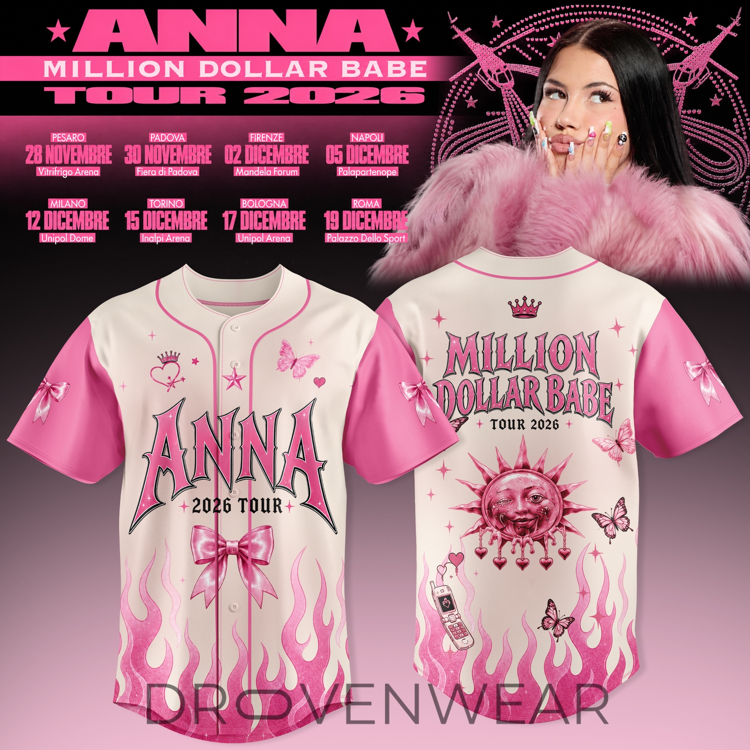 Million Dollar Babe Tour 2026 Pink Flame Jersey Million Dollar Babe Tour 2026 Pink Flame Jersey