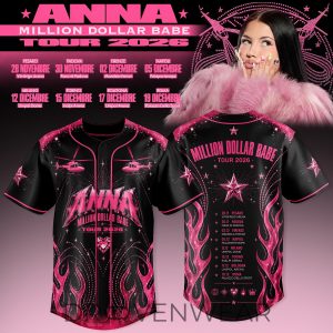 Million Dollar Babe Tour Black Pink Flame Baseball Jersey by Drovenwear.com