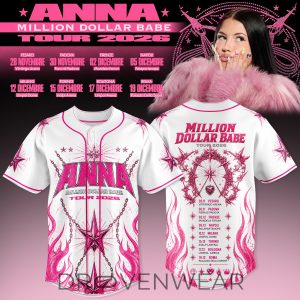 Million Dollar Babe Tour White Pink Flame Baseball Jersey by Drovenwear.com
