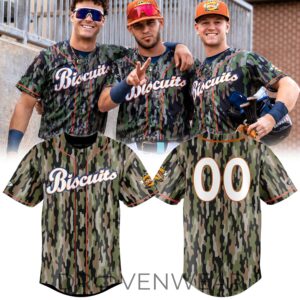 Montgomery Biscuits 2026 Camo Special Edition Baseball Jersey by Drovenwear.com