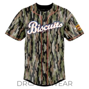 Montgomery Biscuits 2026 Camo Special Edition Baseball Jersey by Drovenwear.com