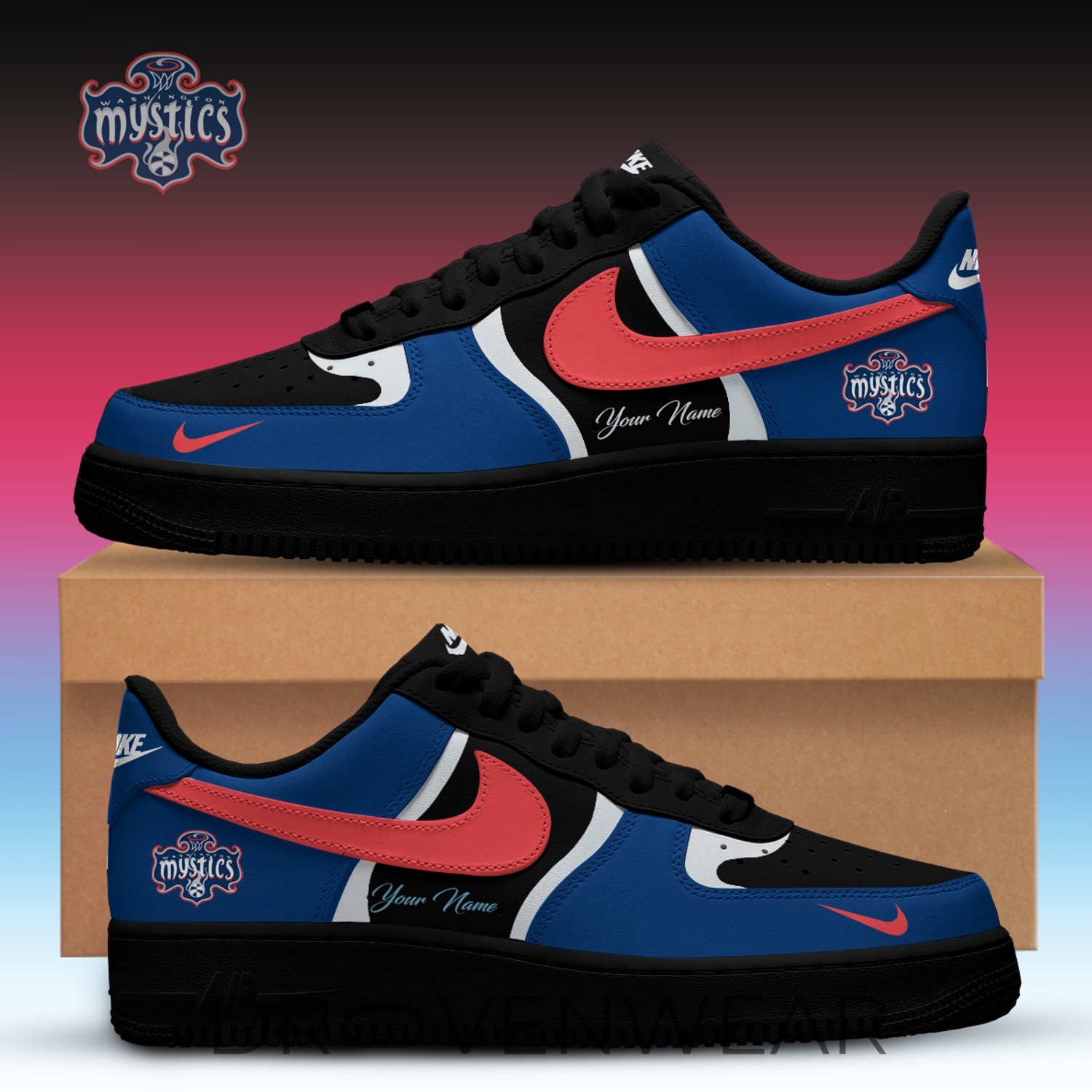 Mystics WNBA x Back 2 Black Edition Nike Air Force 1 Low Custom For Fans Mystics WNBA x Back 2 Black Edition Nike Air Force 1 Low Custom For Fans