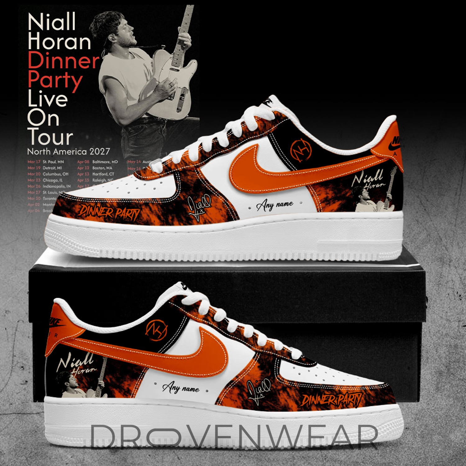 NIALL HORAN Dinner Party: Live On Tour 2026-2027 Signature Custom Name AF1 V2 NIALL HORAN Dinner Party: Live On Tour 2026-2027 Signature Custom Name AF1 V2
